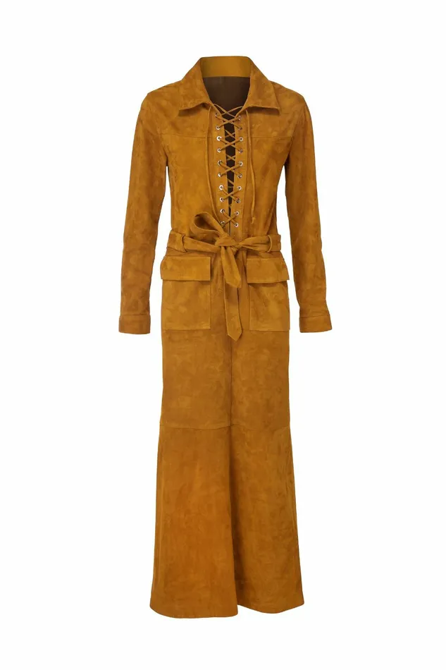 DODO BAR OR Dresses Marina Long Dress Camel Suede 8211 Women