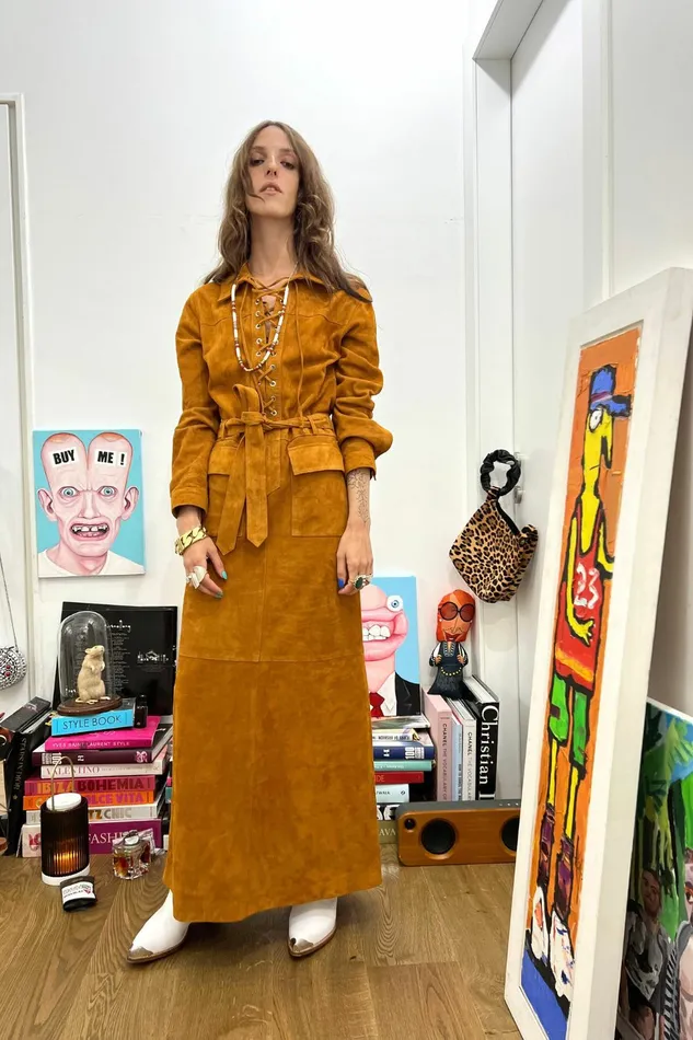 DODO BAR OR Dresses Marina Long Dress Camel Suede 8211 Women