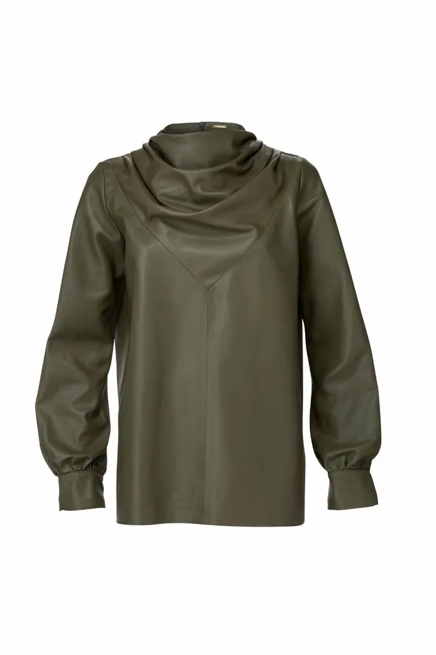 DODO BAR OR Leather Bilbi Shirt Khaki Green 8211 Women