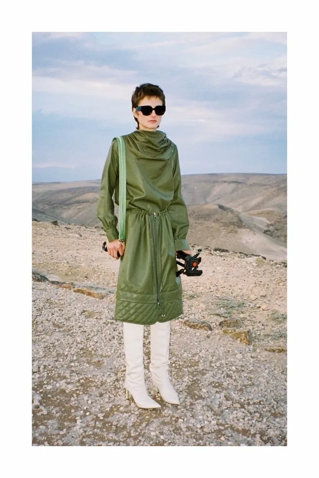 DODO BAR OR Leather Bilbi Shirt Khaki Green 8211 Women