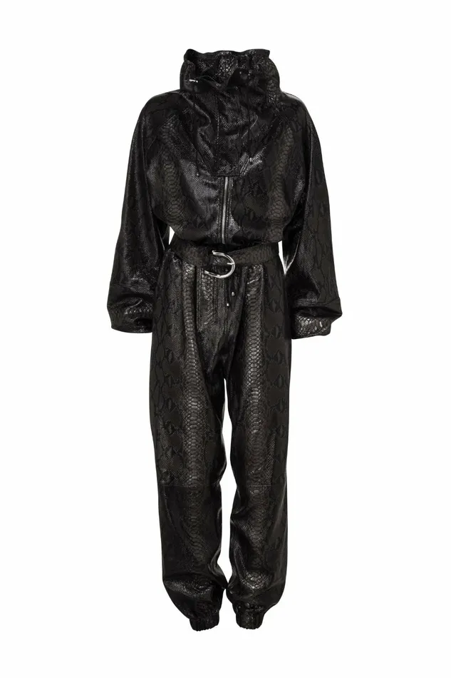 DODO BAR OR Leather Piki B Jumpsuit Black Snake Print 8211 Women