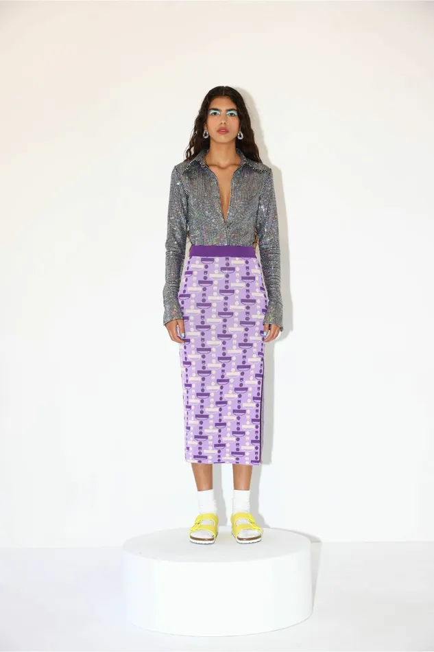 DODO BAR OR Skirts Joelle Skirt Purple Combo 8211 Women DODO BAR OR Skirts Joelle Skirt Purple Combo 8211 Women