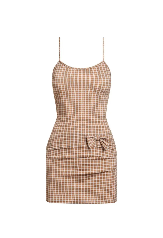 Dresses Women Lioness Fashion INTUITION MINI DRESS Chocolate Check Dresses Women Lioness Fashion INTUITION MINI DRESS Chocolate Check