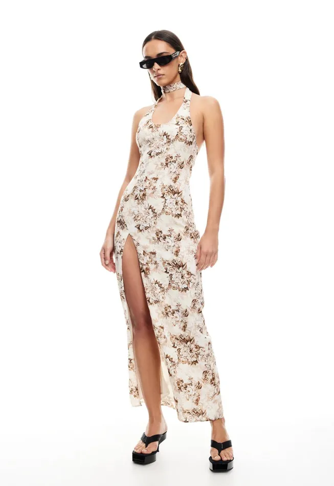 Dresses Women Lioness Fashion WESTWOOD MAXI DRESS Chocolate Floral Dresses Women Lioness Fashion WESTWOOD MAXI DRESS Chocolate Floral