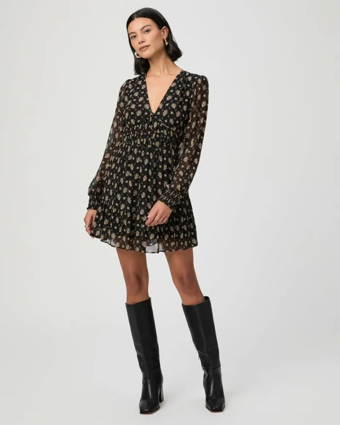 Dresses Women PAIGE Brasserie Dress 8211 Black Multi Silk