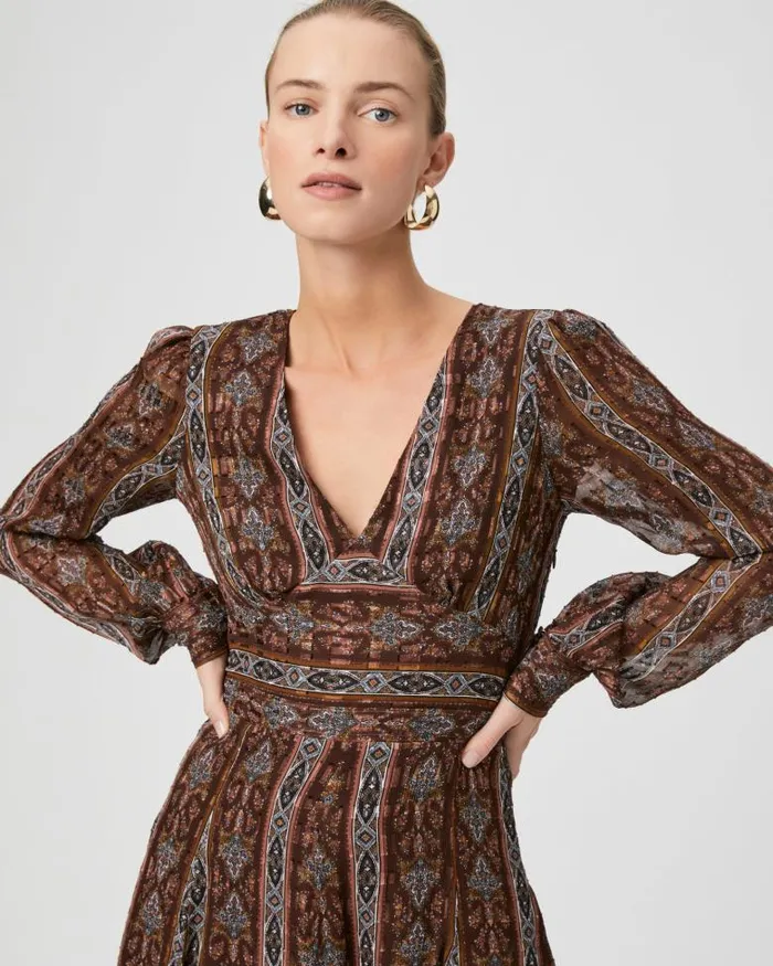 Dresses Women PAIGE Bucatini Dress 8211 Landslide Multi Silk Dresses Women PAIGE Bucatini Dress 8211 Landslide Multi Silk