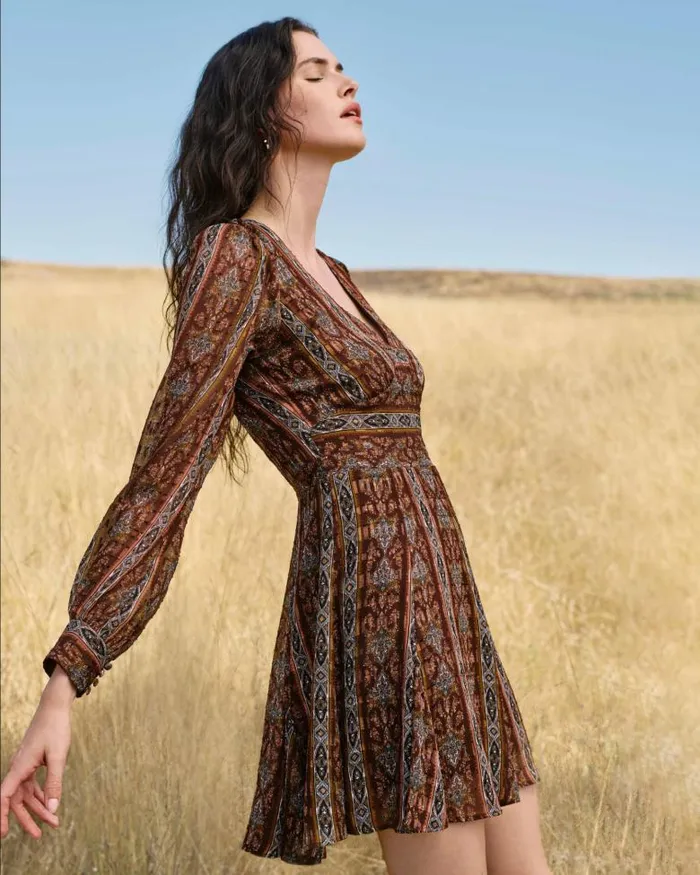 Dresses Women PAIGE Bucatini Dress 8211 Landslide Multi Silk Dresses Women PAIGE Bucatini Dress 8211 Landslide Multi Silk