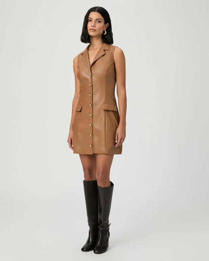Dresses Women PAIGE Graciella Dress 8211 Argan Oil Faux Leather Dresses Women PAIGE Graciella Dress 8211 Argan Oil Faux Leather