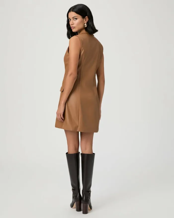 Dresses Women PAIGE Graciella Dress 8211 Argan Oil Faux Leather Dresses Women PAIGE Graciella Dress 8211 Argan Oil Faux Leather