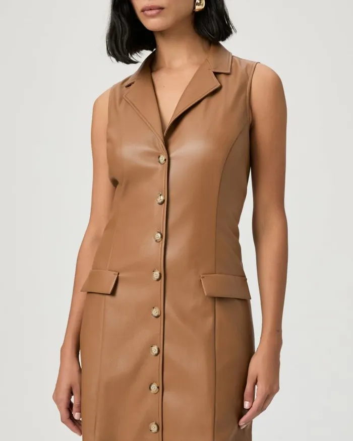 Dresses Women PAIGE Graciella Dress 8211 Argan Oil Faux Leather Dresses Women PAIGE Graciella Dress 8211 Argan Oil Faux Leather