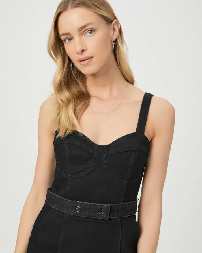Dresses Women PAIGE Guilia Dress 8211 Dark Onyx Denim Dresses Women PAIGE Guilia Dress 8211 Dark Onyx Denim
