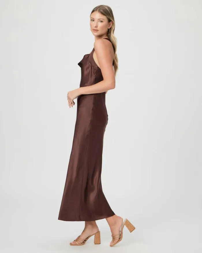 Dresses Women PAIGE Marcel Dress 8211 Rum Raisin Silk Satin Dresses Women PAIGE Marcel Dress 8211 Rum Raisin Silk Satin