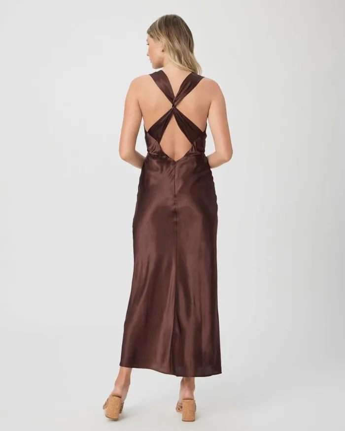 Dresses Women PAIGE Marcel Dress 8211 Rum Raisin Silk Satin Dresses Women PAIGE Marcel Dress 8211 Rum Raisin Silk Satin