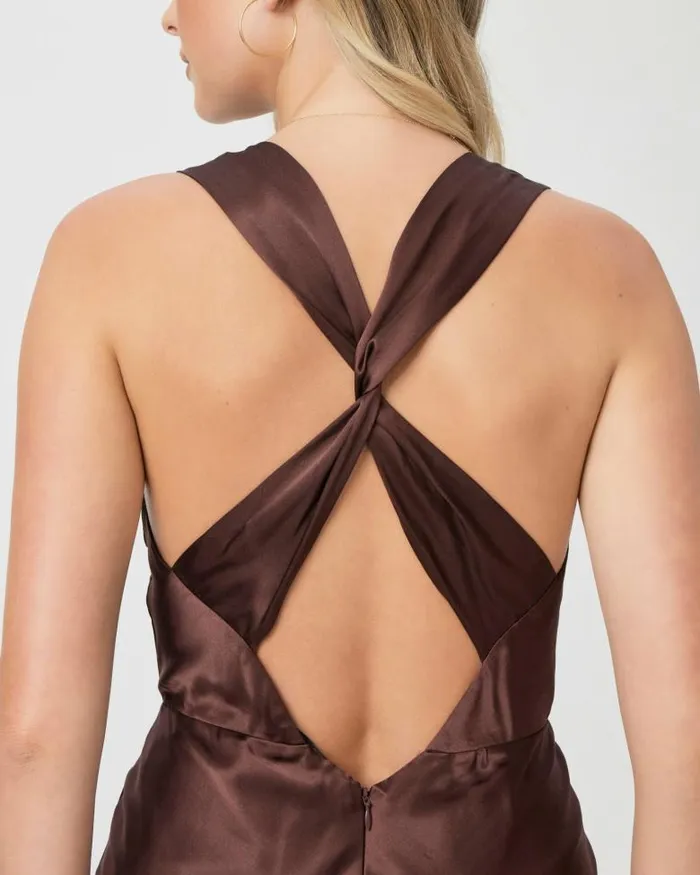 Dresses Women PAIGE Marcel Dress 8211 Rum Raisin Silk Satin Dresses Women PAIGE Marcel Dress 8211 Rum Raisin Silk Satin