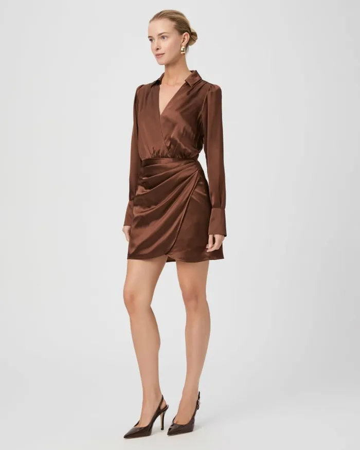 Dresses Women PAIGE Nyla Dress 8211 Landslide Silk Satin Dresses Women PAIGE Nyla Dress 8211 Landslide Silk Satin