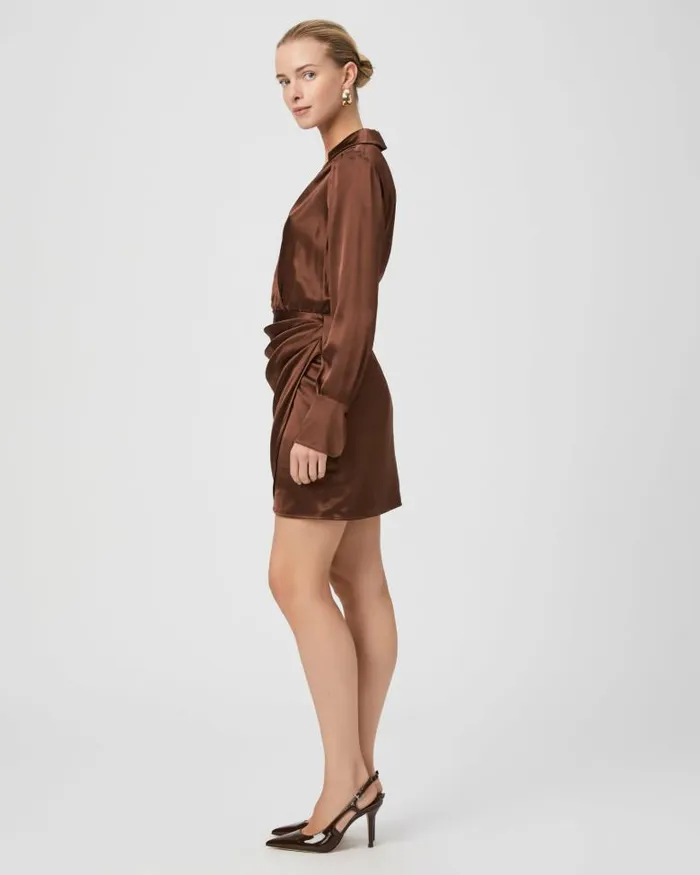Dresses Women PAIGE Nyla Dress 8211 Landslide Silk Satin Dresses Women PAIGE Nyla Dress 8211 Landslide Silk Satin