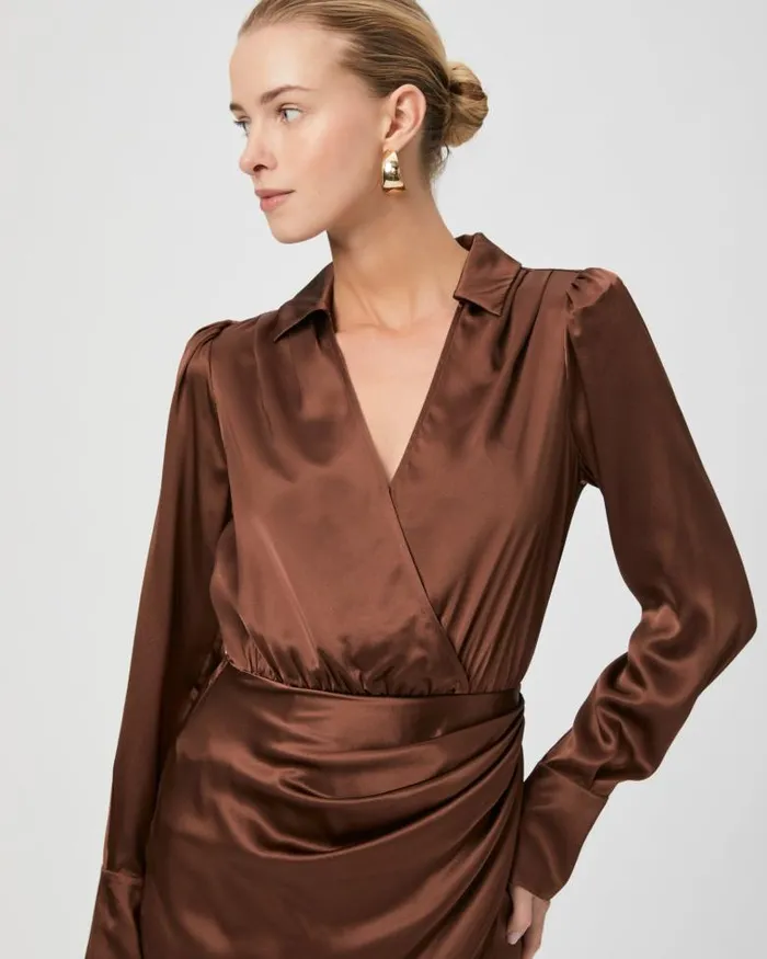 Dresses Women PAIGE Nyla Dress 8211 Landslide Silk Satin Dresses Women PAIGE Nyla Dress 8211 Landslide Silk Satin