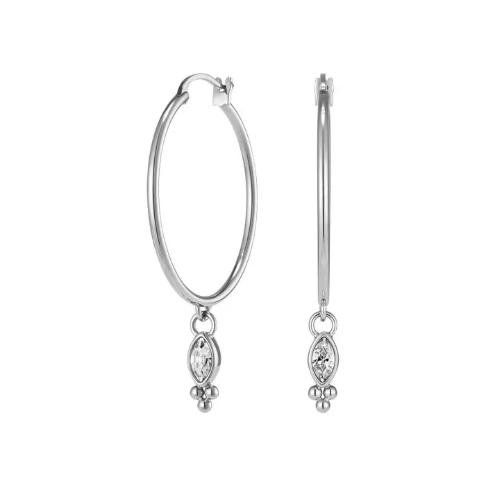 Earrings Women Olivia Burton Dainty Silver Tone Hoop Earrings