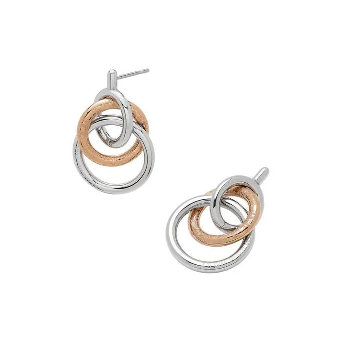 Earrings Women Olivia Burton Encircle Silver and Rose Gold Plated Earrings