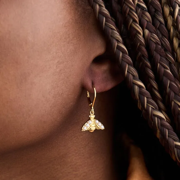 Earrings Women Olivia Burton Gold Bee Lever Back Hoops