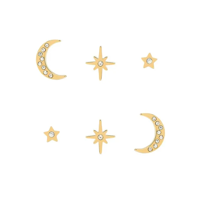 Earrings Women Olivia Burton North Star and Moon Gold Stud Earrings Set