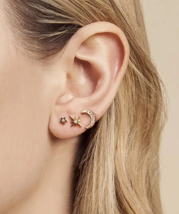 Earrings Women Olivia Burton North Star and Moon Gold Stud Earrings Set