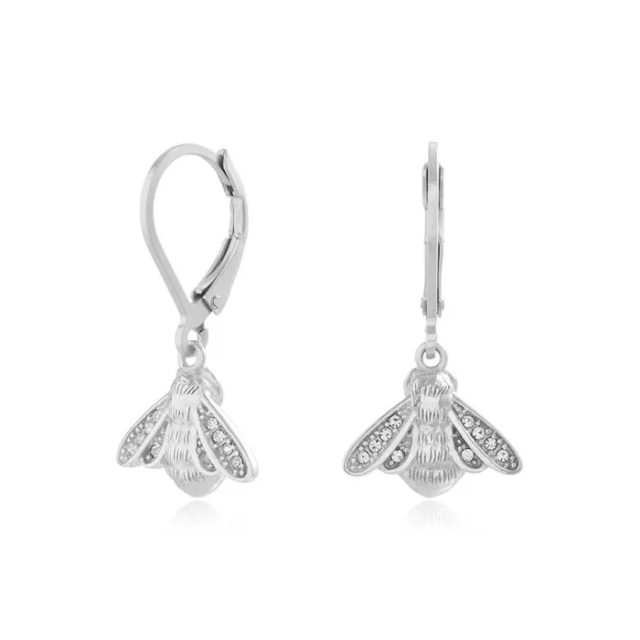 Earrings Women Olivia Burton Silver Bee Lever Back Hoops