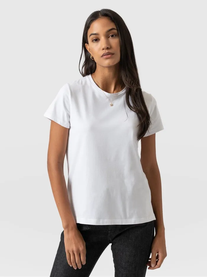 Easy Cotton Tee 8211 White White Women Saint And Sofia TShirts and Tanks