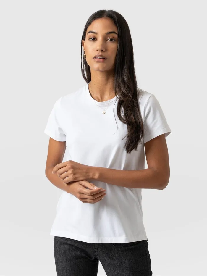 Easy Cotton Tee 8211 White White Women Saint And Sofia TShirts and Tanks