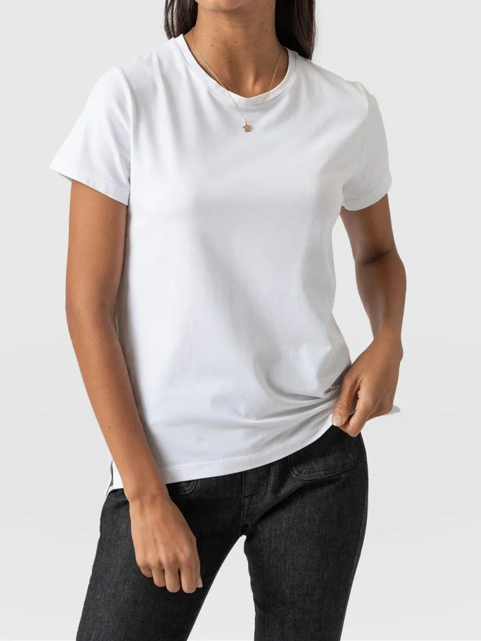 Easy Cotton Tee 8211 White White Women Saint And Sofia TShirts and Tanks