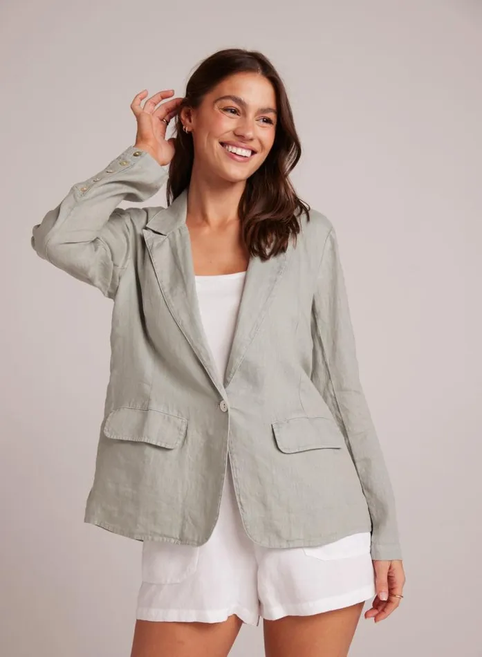 Easy Linen Longline Blazer 8211 Oasis Green Women Bella Dahl Sweaters and Jackets