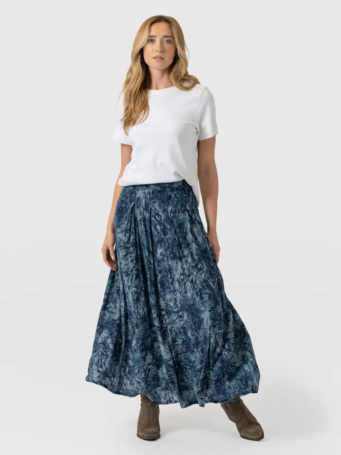 Eliza Pleated Skirt 8211 Blue Marble Blue Marble Women Saint And Sofia Skirts Eliza Pleated Skirt 8211 Blue Marble Blue Marble Women Saint And Sofia Skirts