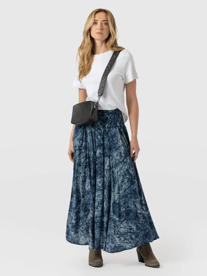 Eliza Pleated Skirt 8211 Blue Marble Blue Marble Women Saint And Sofia Skirts