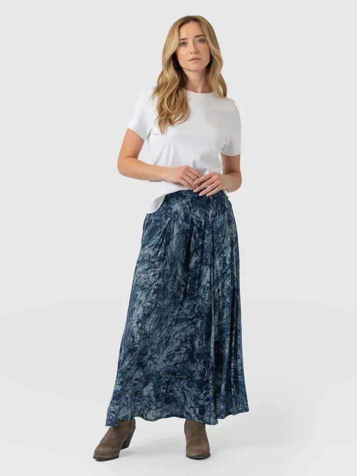 Eliza Pleated Skirt 8211 Blue Marble Blue Marble Women Saint And Sofia Skirts