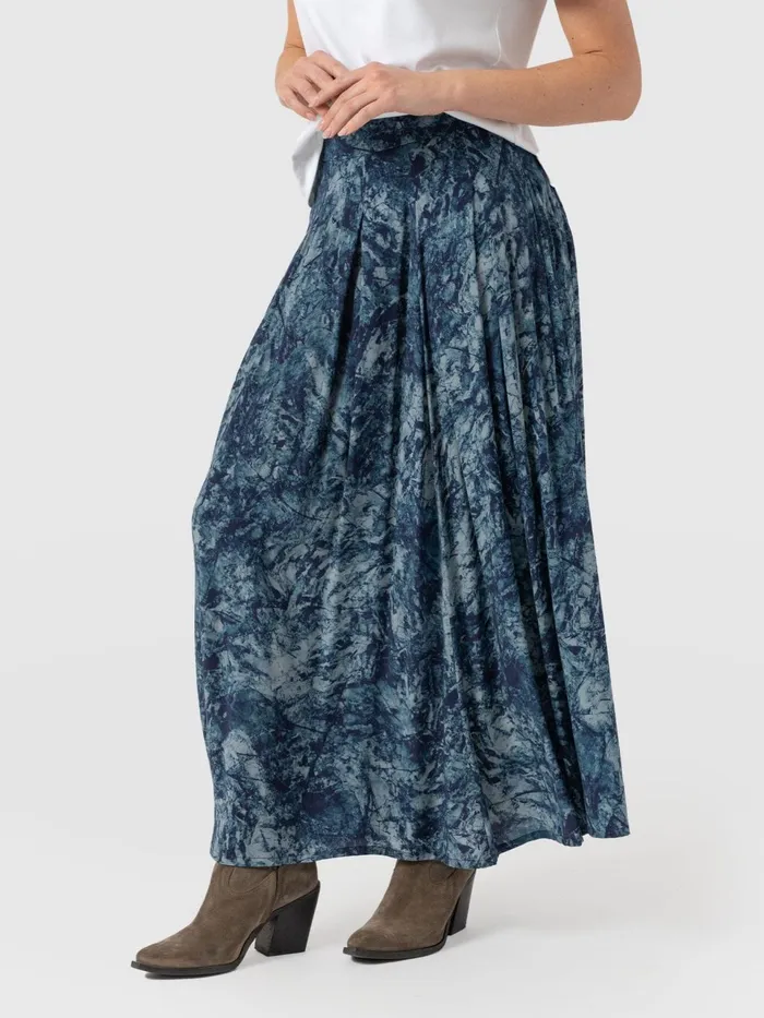Eliza Pleated Skirt 8211 Blue Marble Blue Marble Women Saint And Sofia Skirts