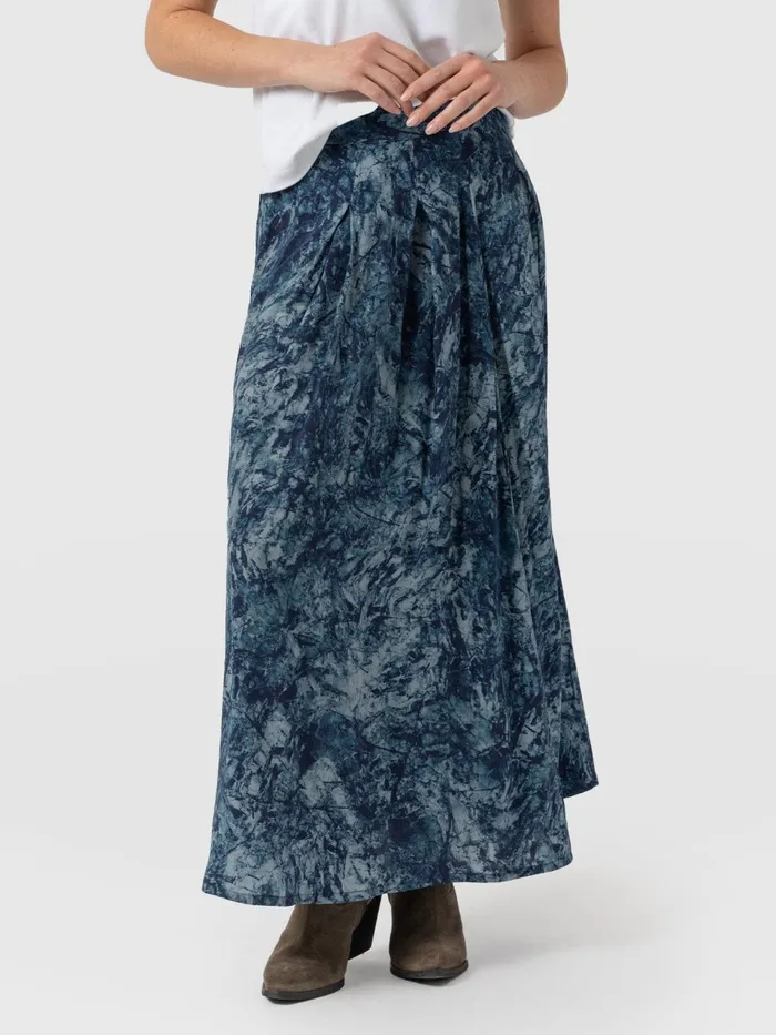 Eliza Pleated Skirt 8211 Blue Marble Blue Marble Women Saint And Sofia Skirts