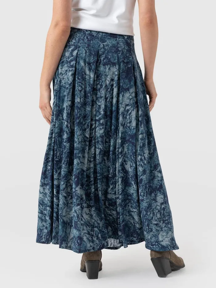 Eliza Pleated Skirt 8211 Blue Marble Blue Marble Women Saint And Sofia Skirts