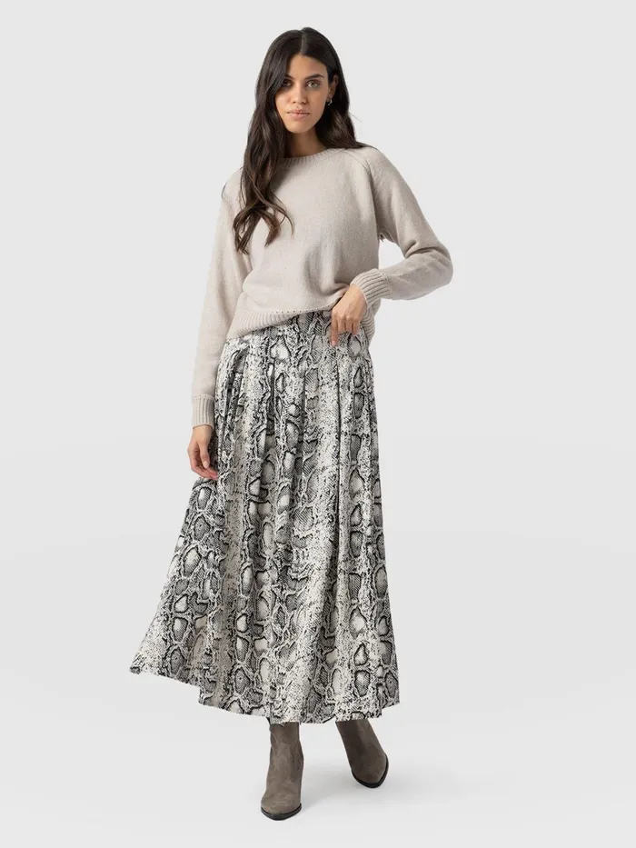 Eliza Pleated Skirt 8211 Cream Snake Cream Snake Women Saint And Sofia Skirts Eliza Pleated Skirt 8211 Cream Snake Cream Snake Women Saint And Sofia Skirts