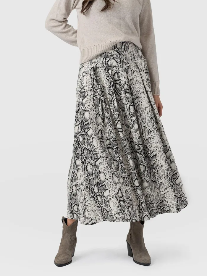 Eliza Pleated Skirt 8211 Cream Snake Cream Snake Women Saint And Sofia Skirts