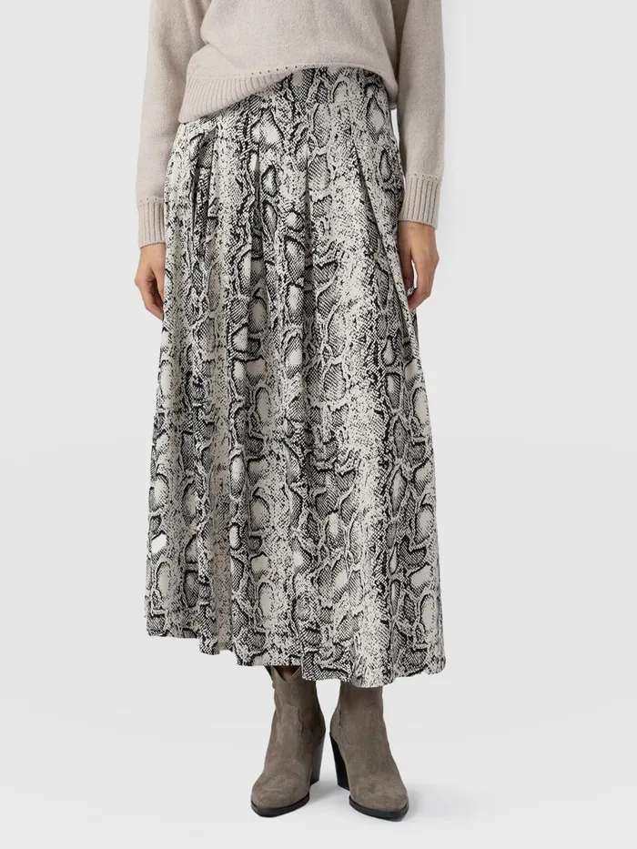Eliza Pleated Skirt 8211 Cream Snake Cream Snake Women Saint And Sofia Skirts