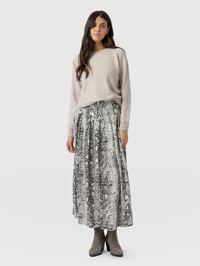 Eliza Pleated Skirt 8211 Cream Snake Cream Snake Women Saint And Sofia Skirts
