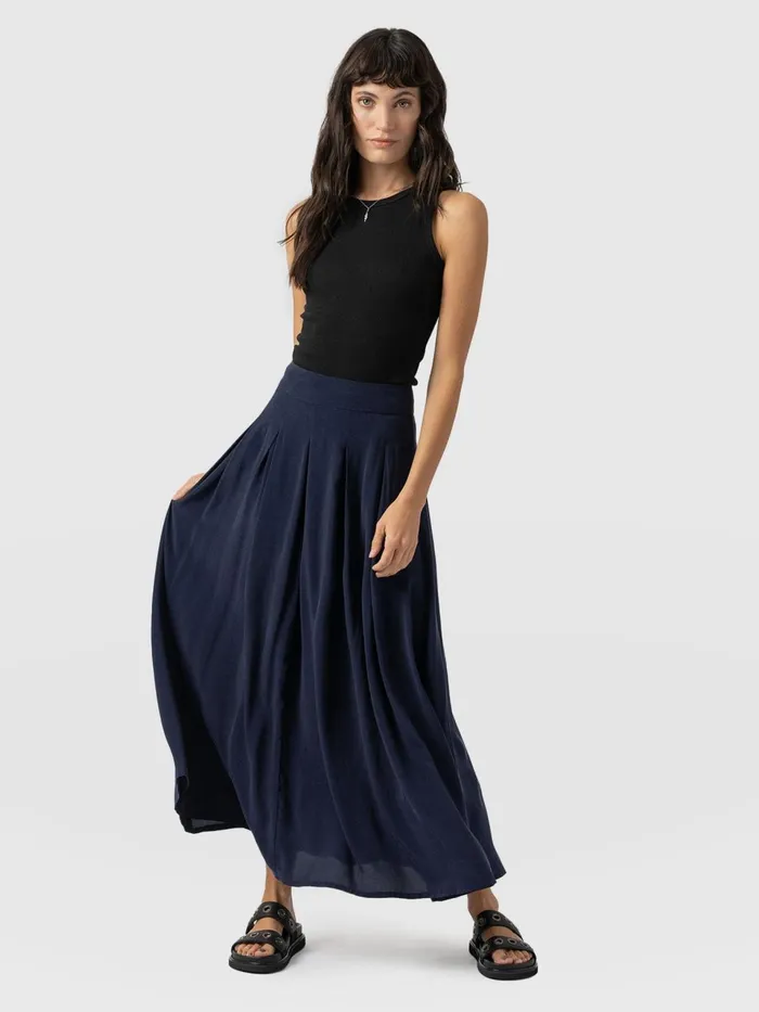 Eliza Pleated Skirt 8211 Navy Navy Women Saint And Sofia Skirts