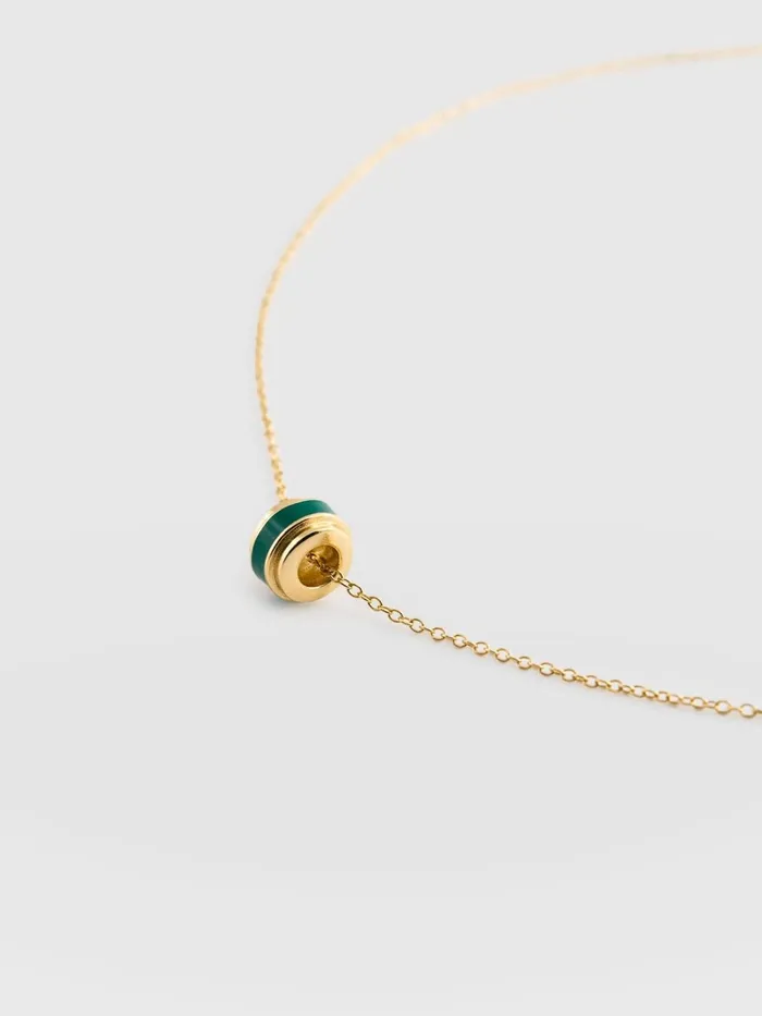 Enamel Stripe Charm Necklace 8211 GoldGreen Goldgreen Women Saint And Sofia Necklaces