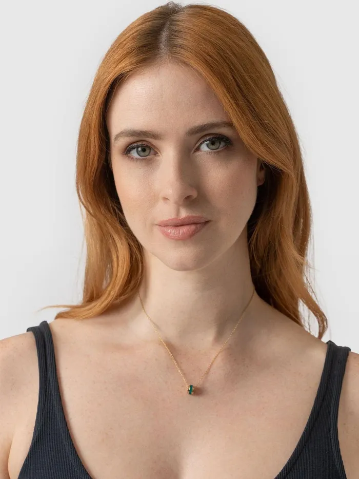 Enamel Stripe Charm Necklace 8211 GoldGreen Goldgreen Women Saint And Sofia Necklaces