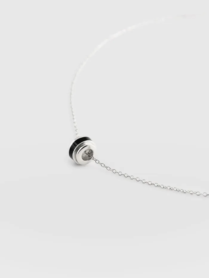 Enamel Stripe Charm Necklace 8211 SilverBlack Silverblack Women Saint And Sofia Necklaces