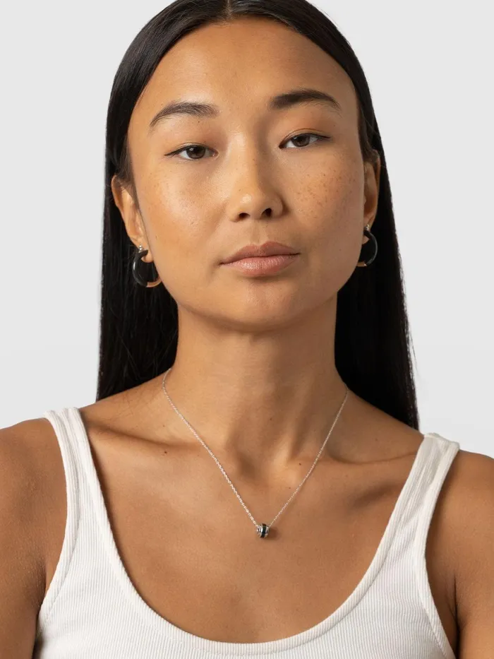 Enamel Stripe Charm Necklace 8211 SilverBlack Silverblack Women Saint And Sofia Necklaces