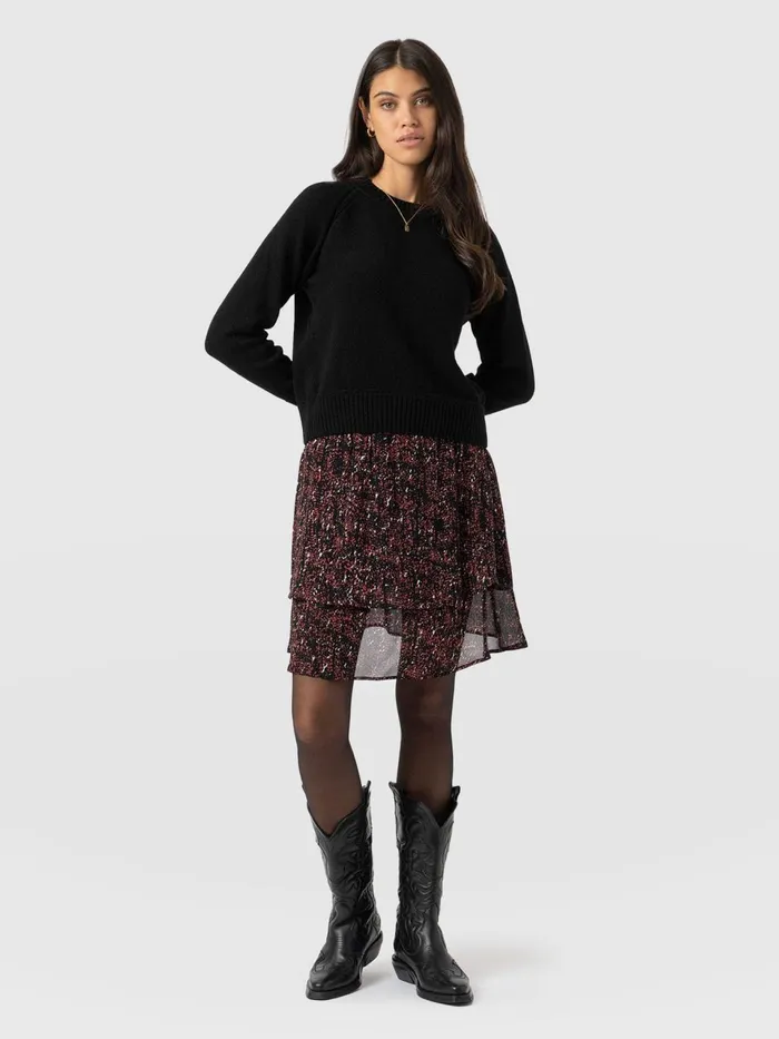 Etta Mini Layered Skirt 8211 Red Ditsy Leopard Red Ditsy Leopard Women Saint And Sofia Skirts Etta Mini Layered Skirt 8211 Red Ditsy Leopard Red Ditsy Leopard Women Saint And Sofia Skirts