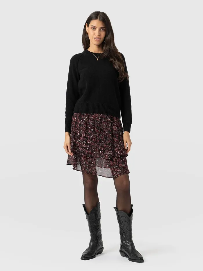 Etta Mini Layered Skirt 8211 Red Ditsy Leopard Red Ditsy Leopard Women Saint And Sofia Skirts