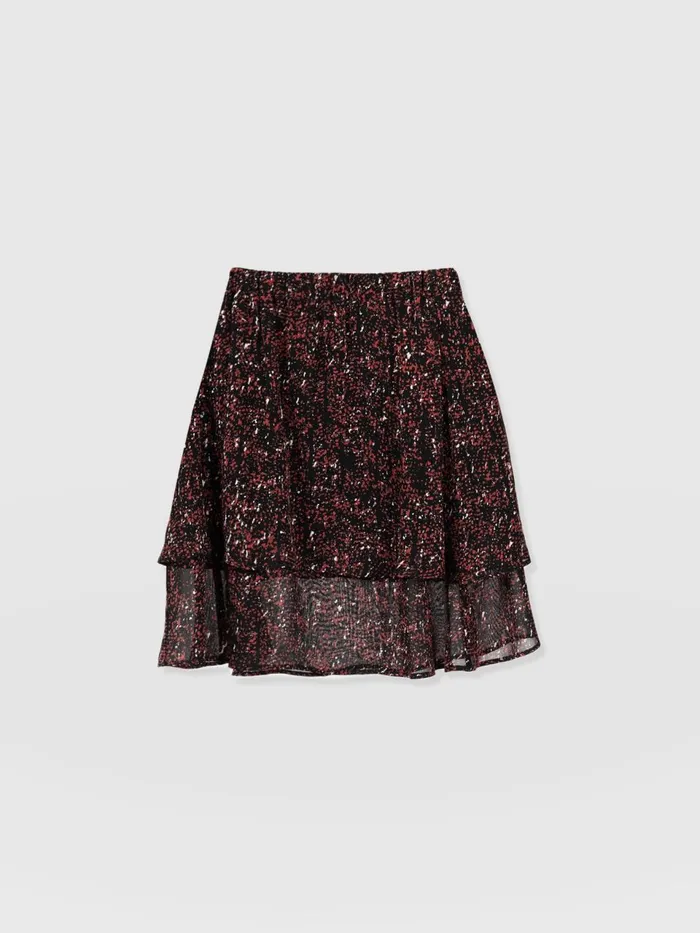 Etta Mini Layered Skirt 8211 Red Ditsy Leopard Red Ditsy Leopard Women Saint And Sofia Skirts