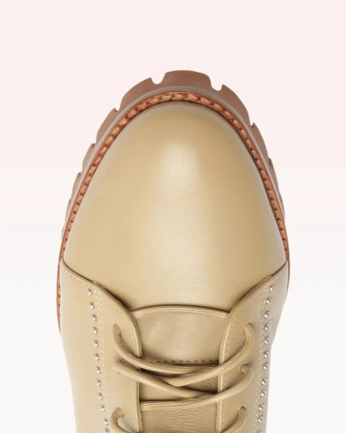 Evelyn Studded Combat Boots 8211 Beige Lace Up Booties Semolina Women Alexandre Birman Boots